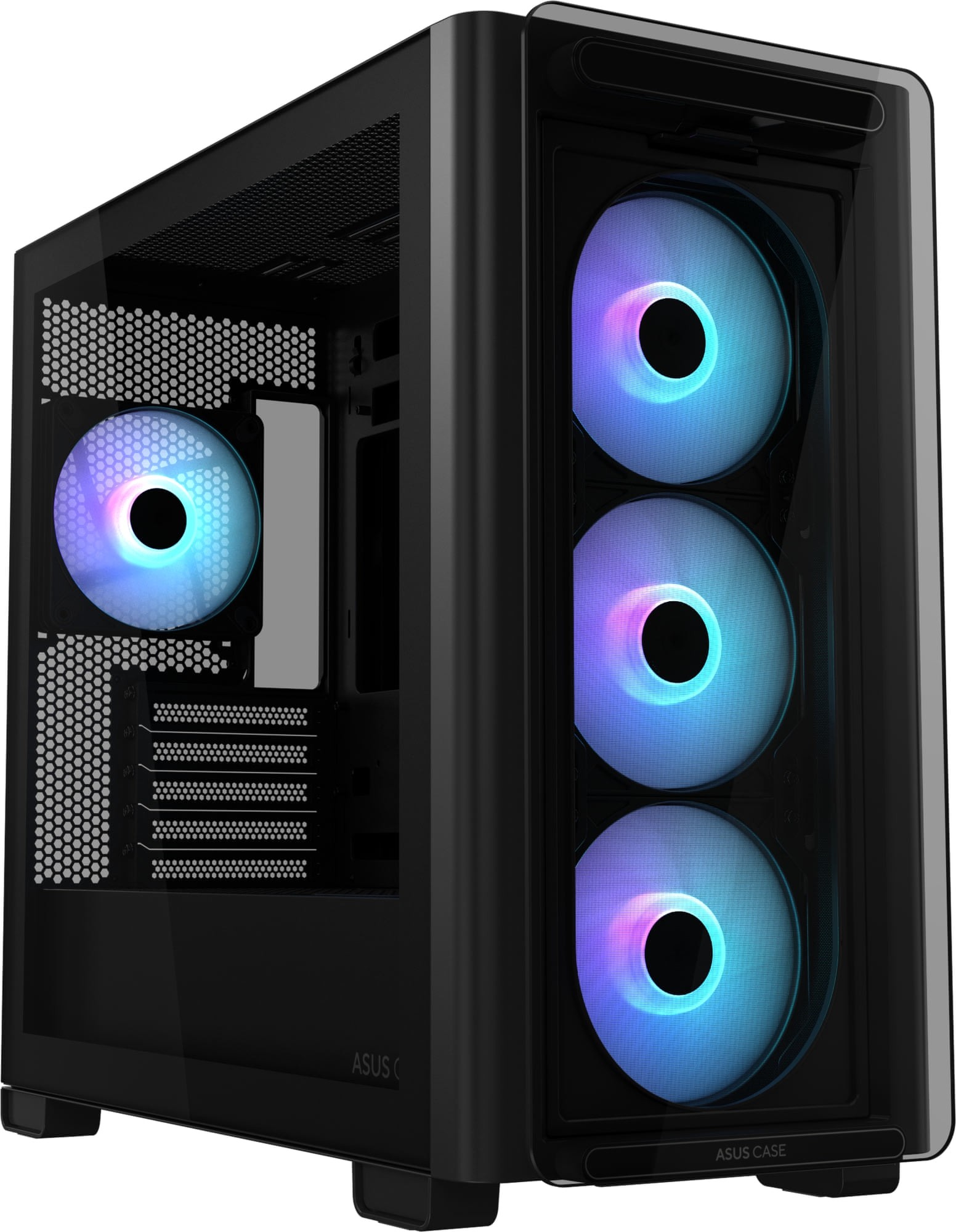 ASUS A23 PLUS Clear Tempered Glass Steel Black Micro-ATX Mid-Tower Desktop Chassis