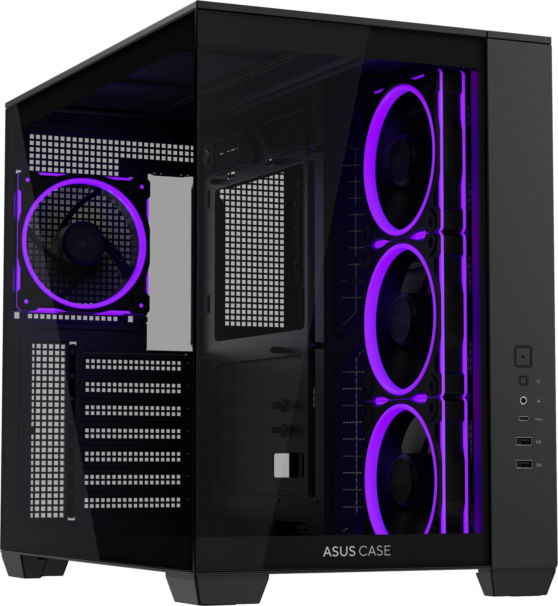 ASUS A32 PLUS ARGB Panoramic Tempered Glass Steel Black ATX Mid-Tower Desktop Chassis