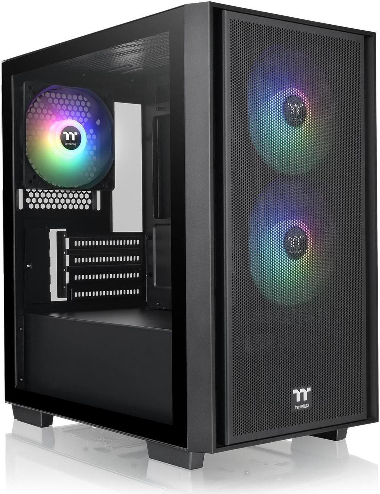 Thermaltake CA-1Y8-00S1WN-02 VERSA H16 TG ARGB Tempered Glass Black Mesh Steel Micro-ATX Mid-Tower Chassis