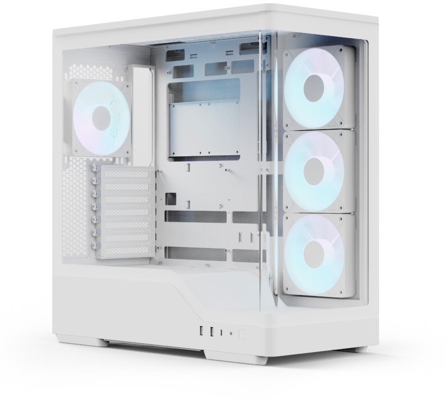 AeroCool ACL-P500A-WT-FRPW P500A ARGB Tempered Glass Steel White ATX Mid-Tower Desktop Chassis