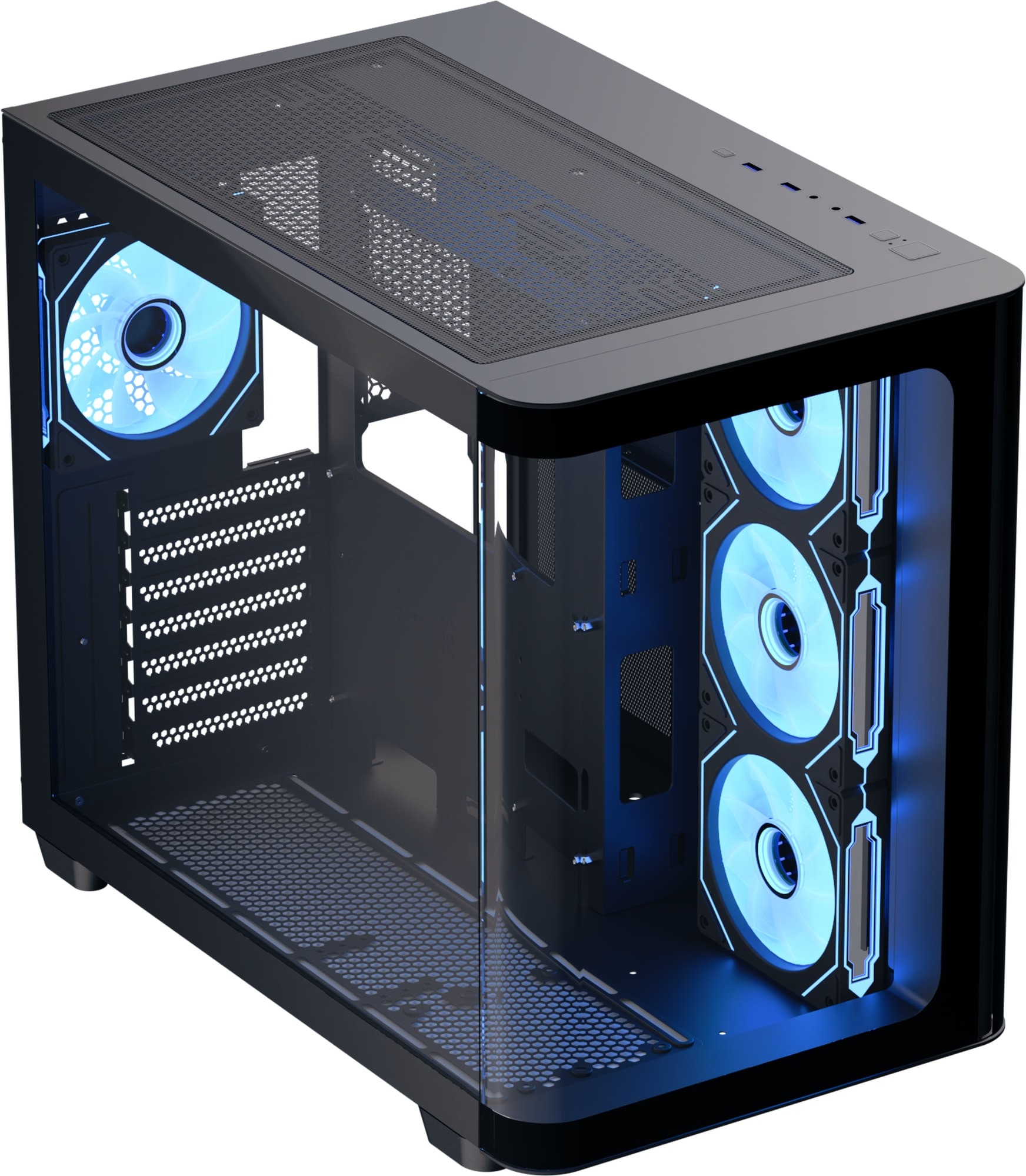 AeroCool P500C-G-BK-v1 P500C ARGB Curved Tempered Glass Steel Black ATX Mid-Tower Desktop Chassis