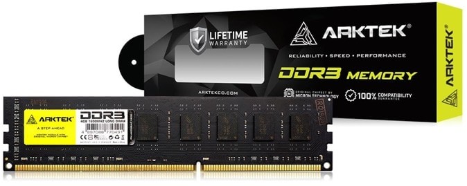 ARKTEK AKD3S4P1600 4GB (1x4GB) DDR3-1600 CL10 1.5V Black Desktop Memory