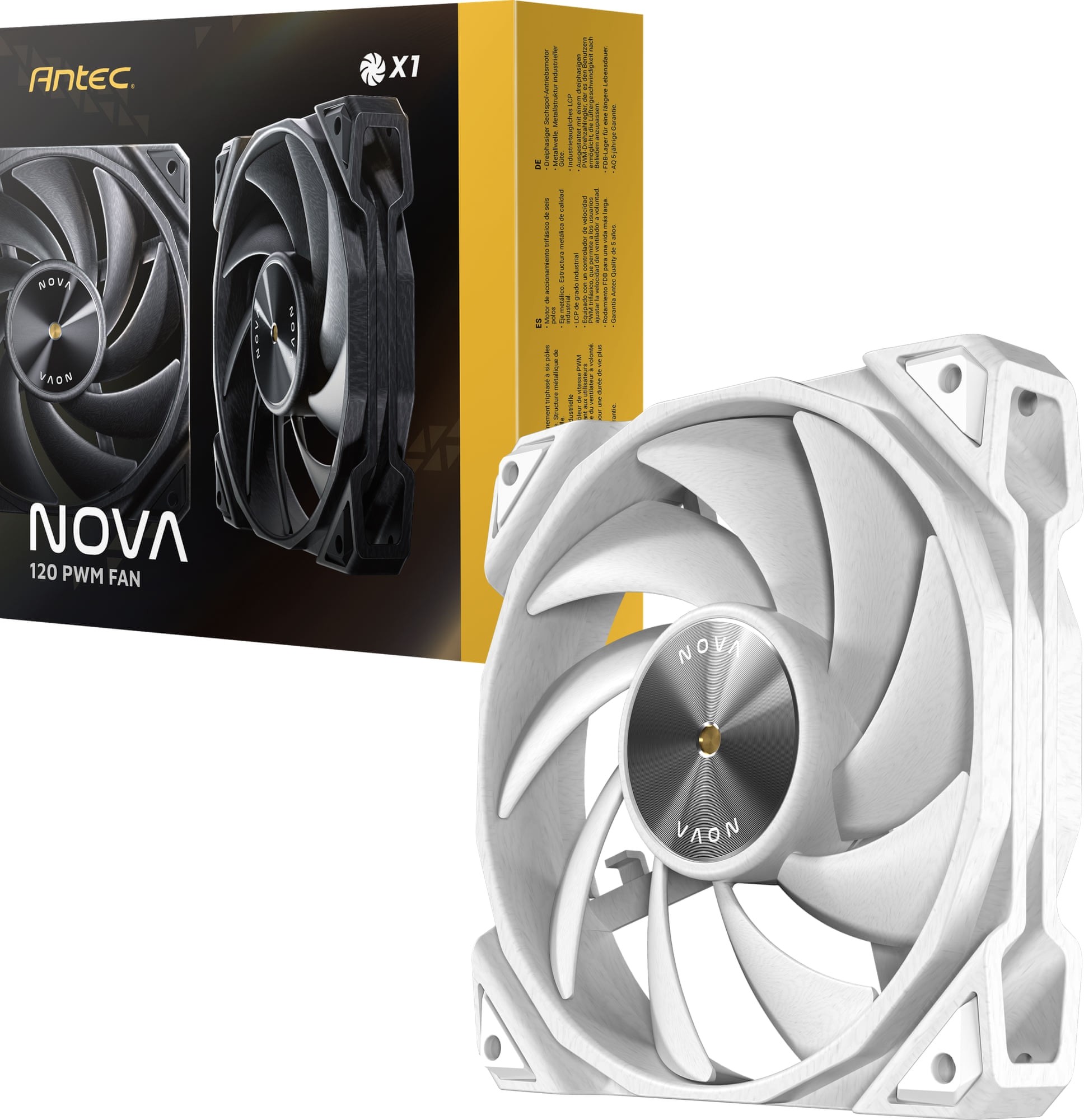 Antec Nova 120 White 120mm 3200 RPM PWM White Case Fan - 1 Pack
