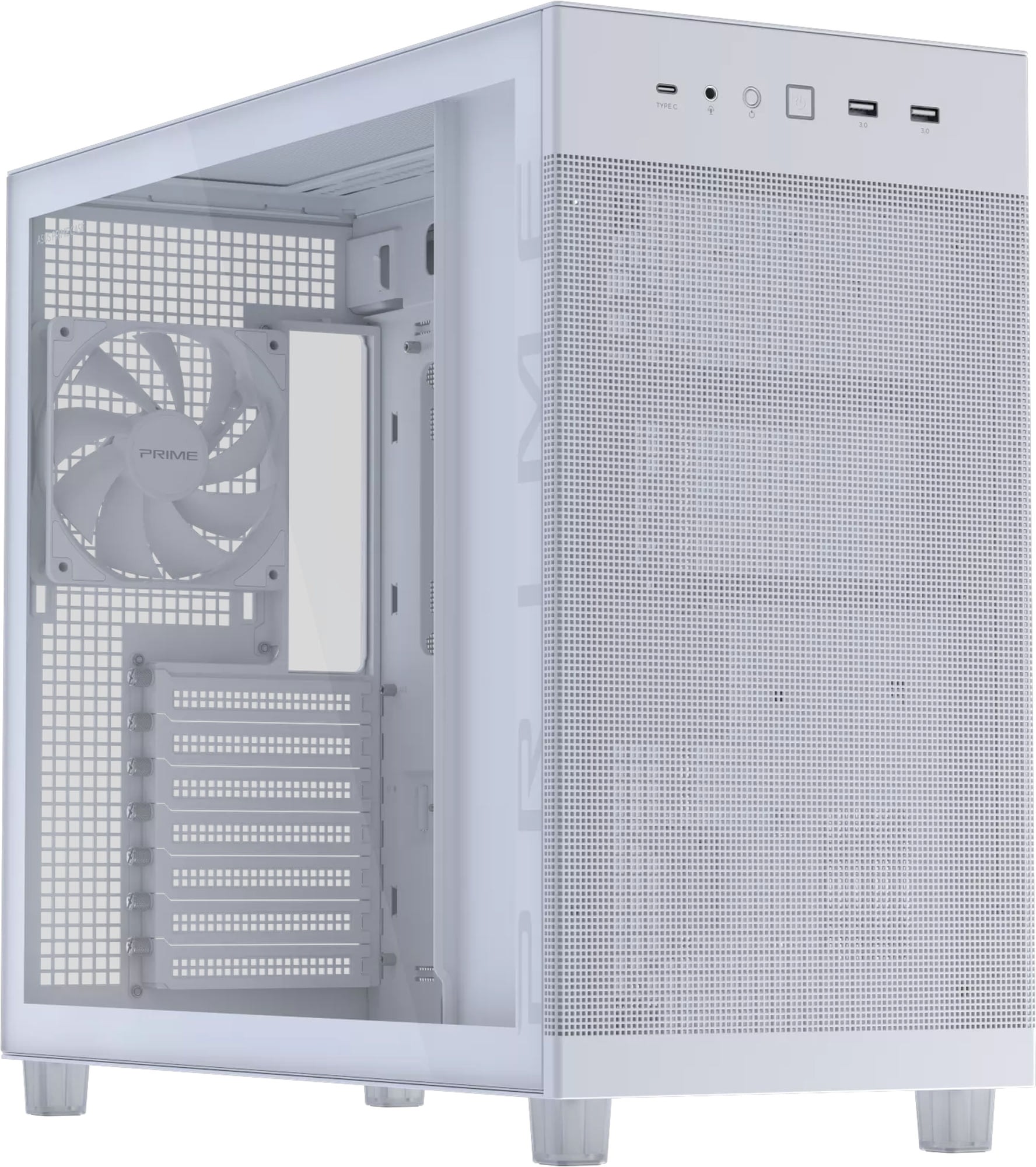 ASUS Prime AP303 Tempered Glass Steel White ATX Mid-Tower Desktop Chassis