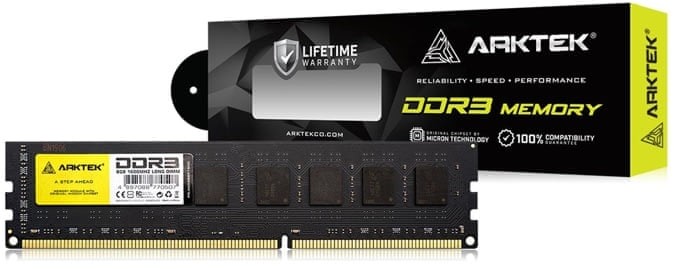 ARKTEK AKD3S8P1600 8GB (1x8GB) DDR3-1600MHz CL10 1.5V Black Desktop Memory