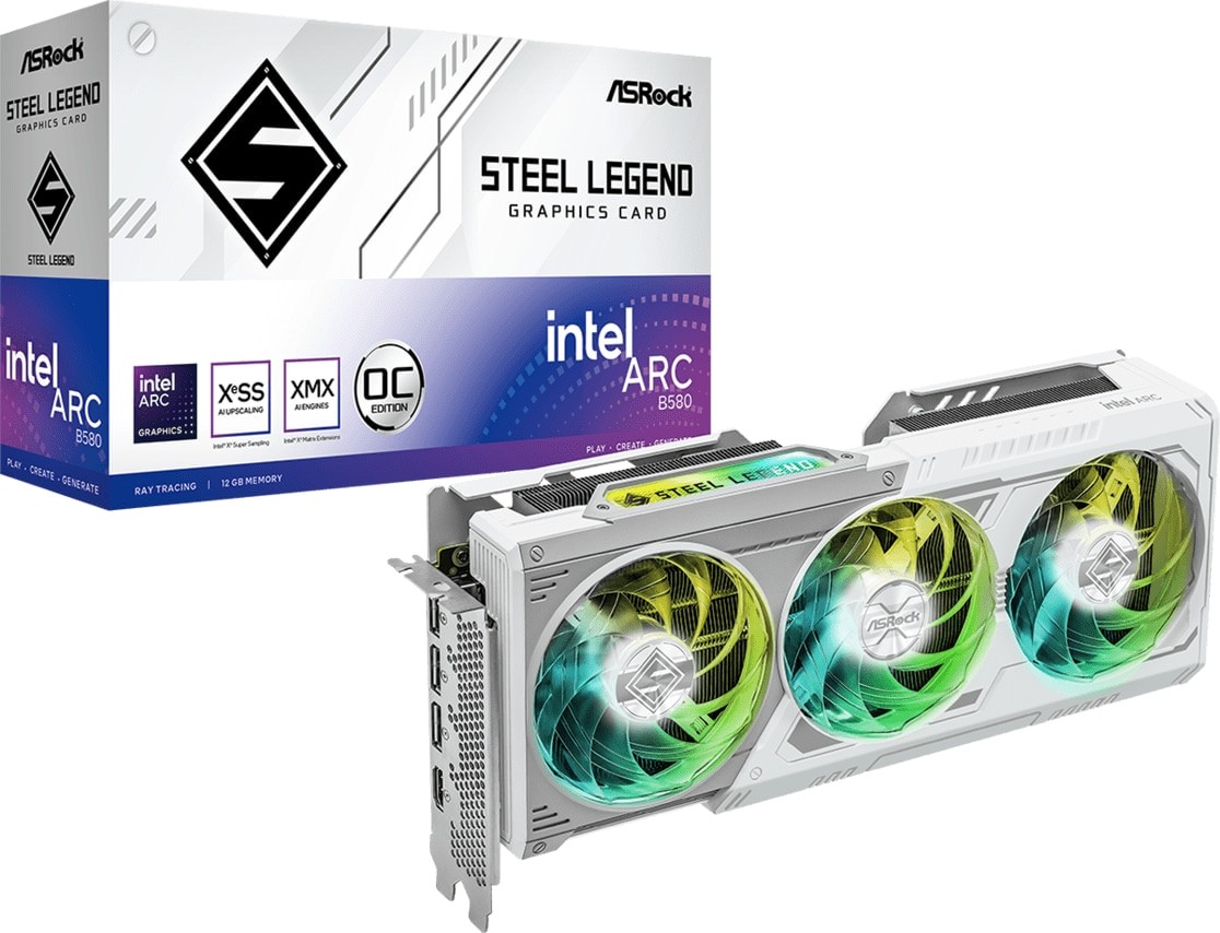 ASRock Arc B580 Steel Legend OC B580 SL 12GO 12GB GDDR6 192-bit PCIe 4.0 Desktop Graphics Card