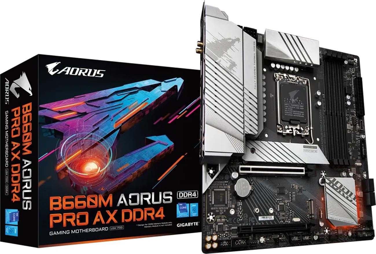 Gigabyte B660M Aorus Pro AX Wi-Fi DDR4 Intel B660M Alder Lake LGA1700 Micro-ATX Desktop Motherboard