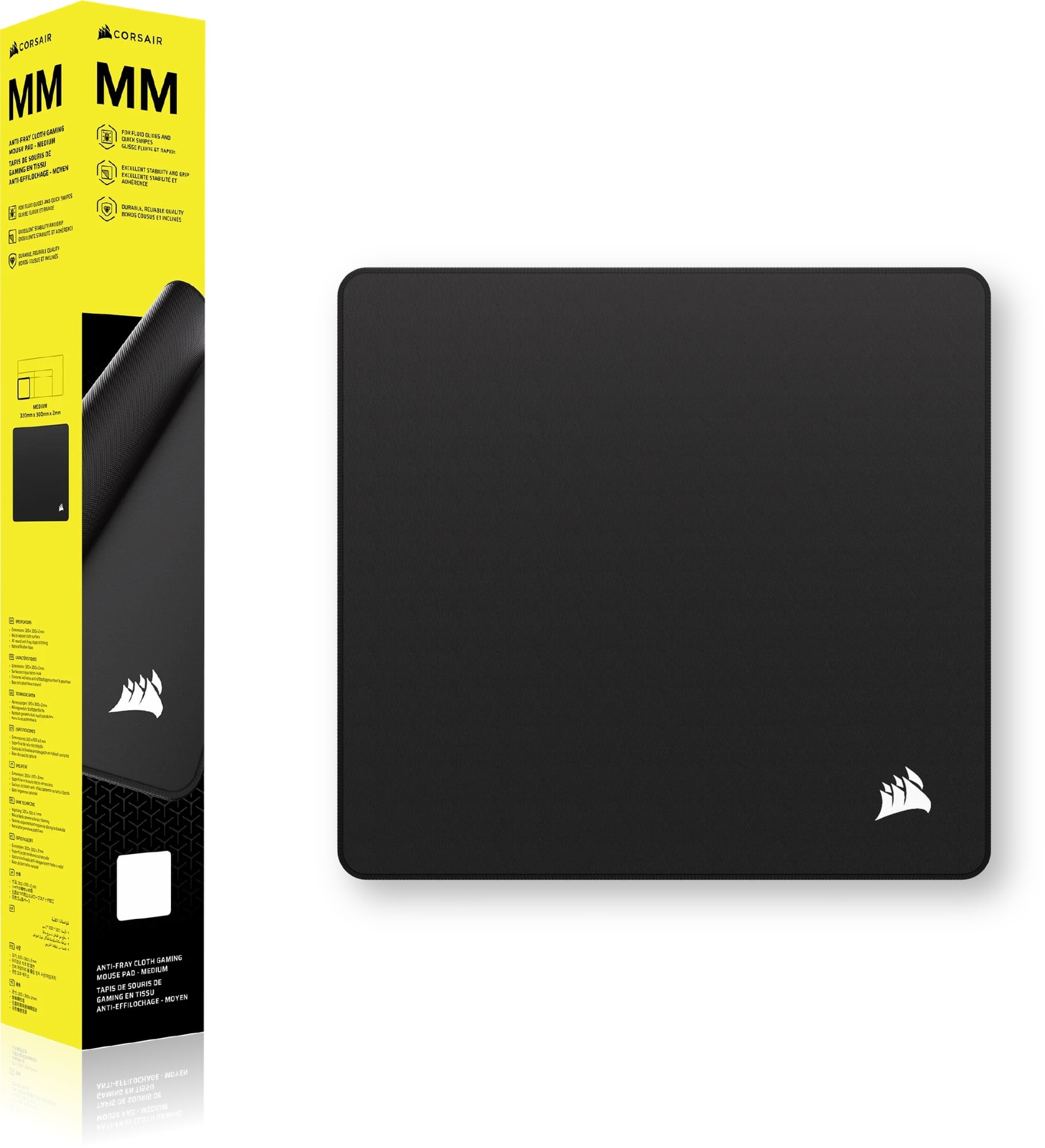 Corsair CH-941D0A0-WW MM Anti-Fray Cloth 320x300mm Medium Black Mouse Pad
