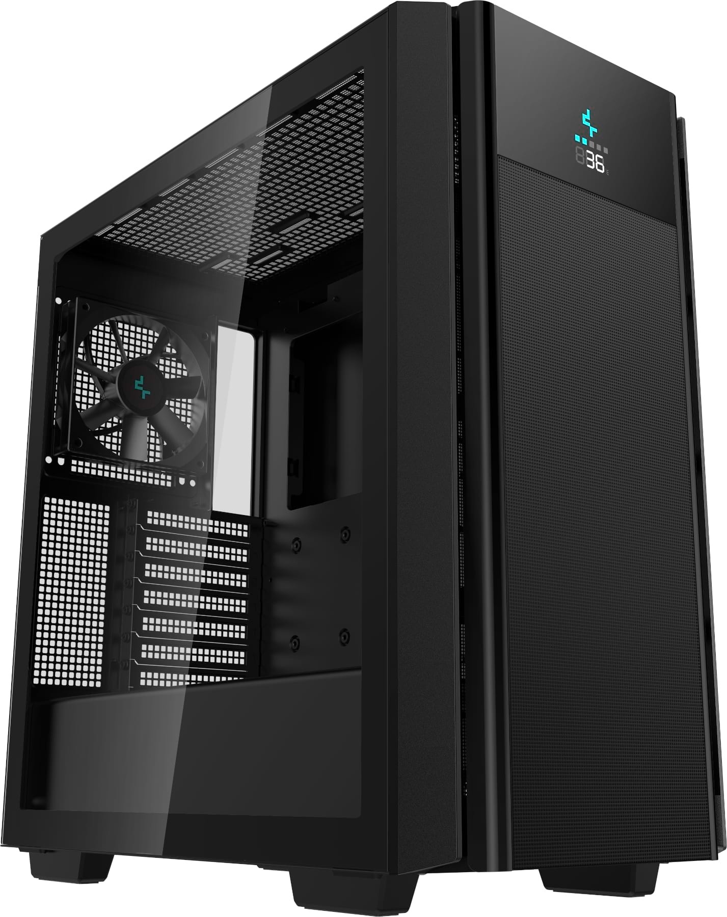 DeepCool R-CH510-BKNSE1-G-1 CH510 Mesh Digital Tempered Glass Clear Black ATX Mid-Tower Chassis