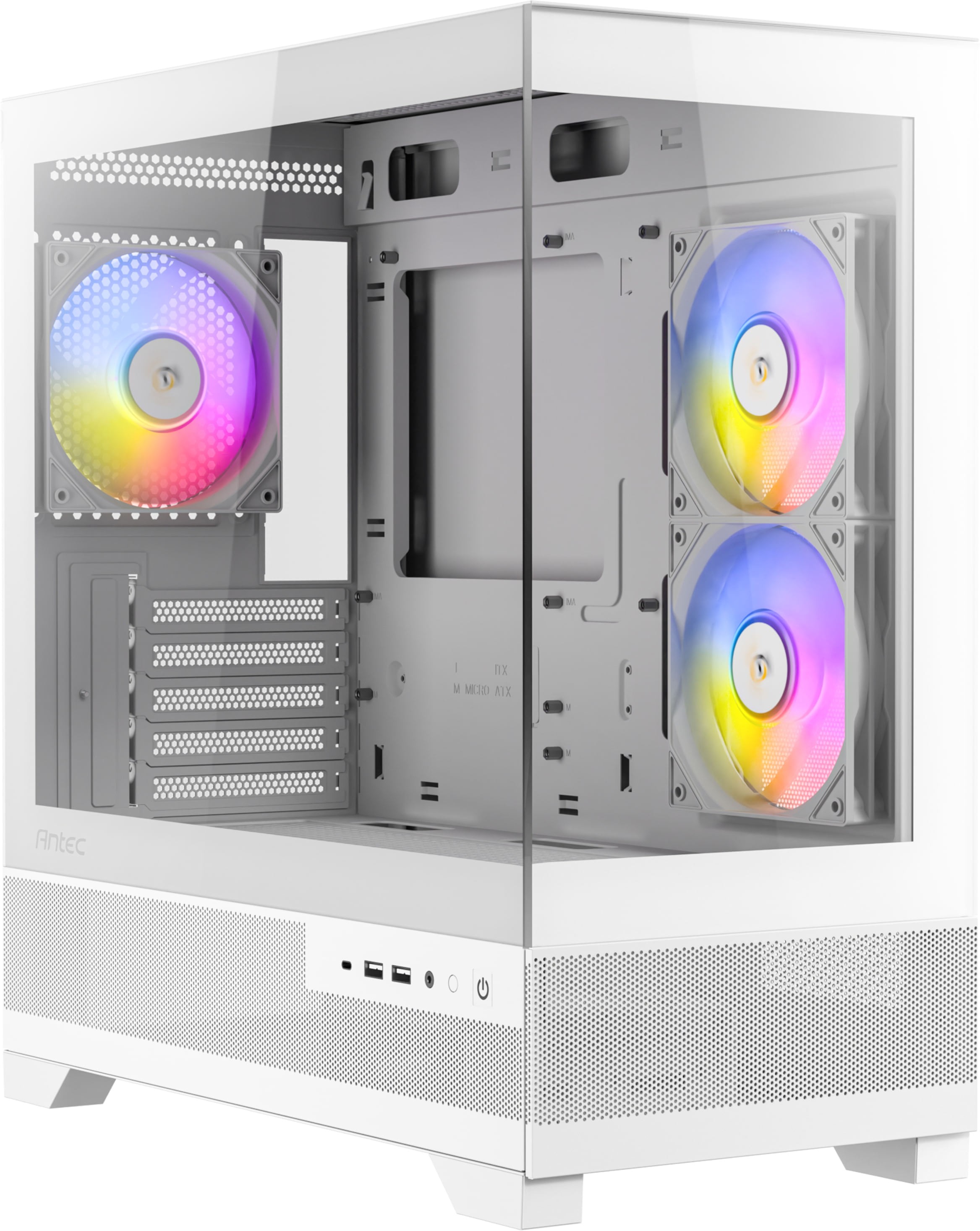 Antec CX500M RGB Clear Tempered Glass Steel White Micro-ATX Mini-Tower Desktop Chassis