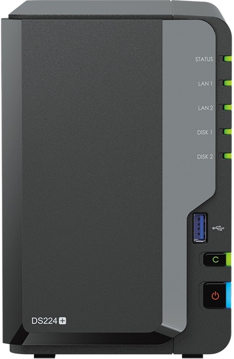 Synology DS224+ DiskStation 2-Bay 3.5" SATA Intel Celeron J4125 2.7GHz 4-Core 2GB (On-Board) DDR4 Gigabit Ethernet Barebones NAS Enclosure