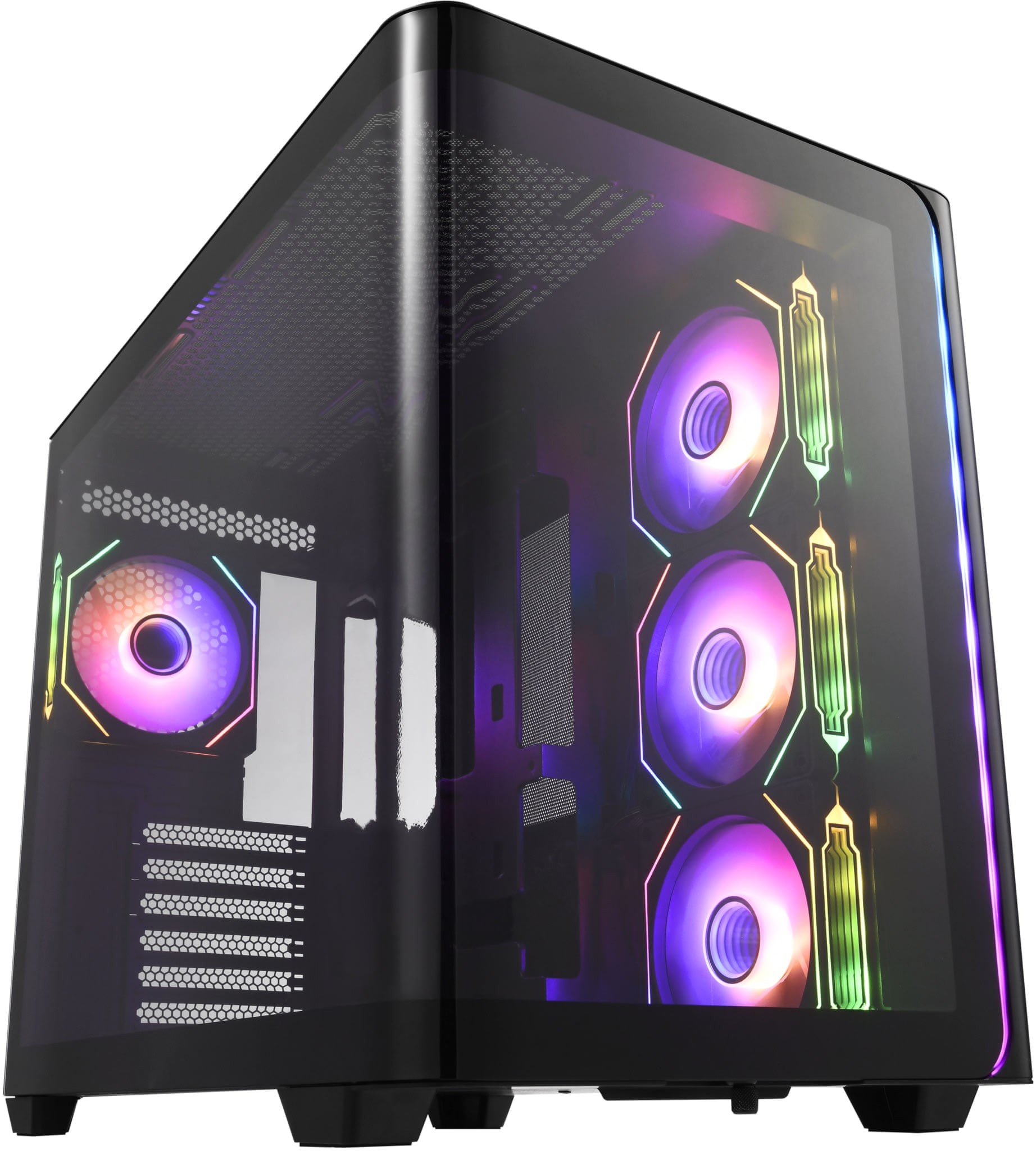 FSP M580-BA M580 ARGB Curved Tempered Glass Steel Black ATX Mid-Tower Desktop Chassis