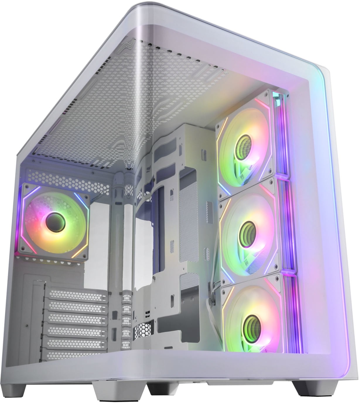FSP M580-WA M580 ARGB Curved Tempered Glass Steel White ATX Mid-Tower Desktop Chassis