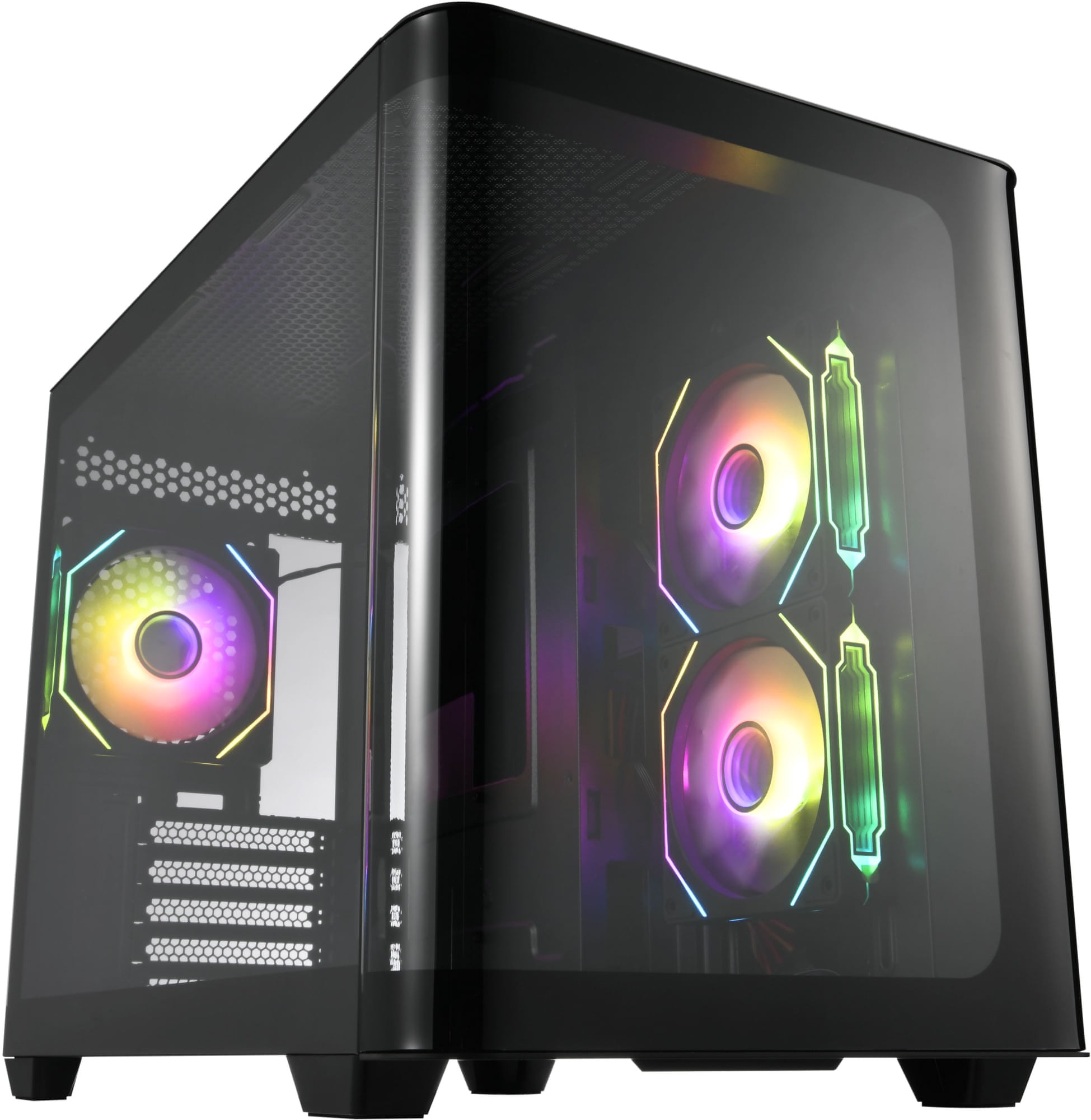 FSP S380-BA S380 ARGB Curved Tempered Glass Steel Black Micro-ATX Mini-Tower Desktop Chassis