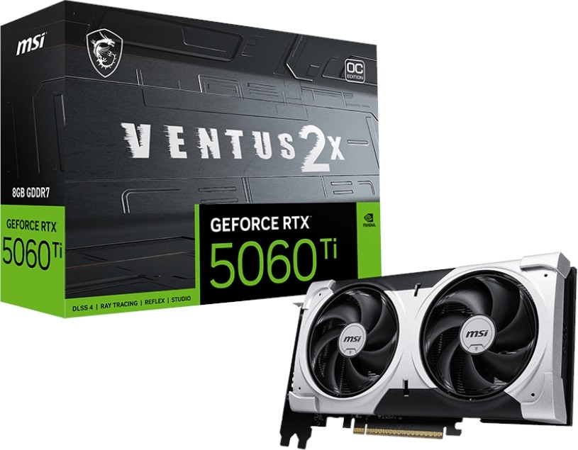 MSI GeForce RTX 5060 Ti 8G VENTUS 2X OC PLUS G506T-8V2CP 8GB GDDR7 128-bit PCIe 5.0 Desktop Graphics Card