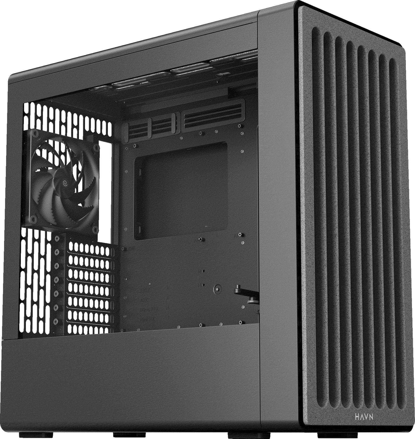 HAVN HVN-CA-BF360-04 BF 360 Flow Tempered Glass Black SGCC Steel E-ATX Mid Tower Desktop Chassis