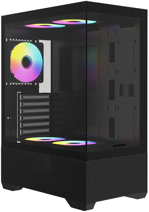 Raidmax i802 INFINITA AIR Static RGB Clear Tempered Glass Steel Black ATX Mid-Tower Desktop Chassis