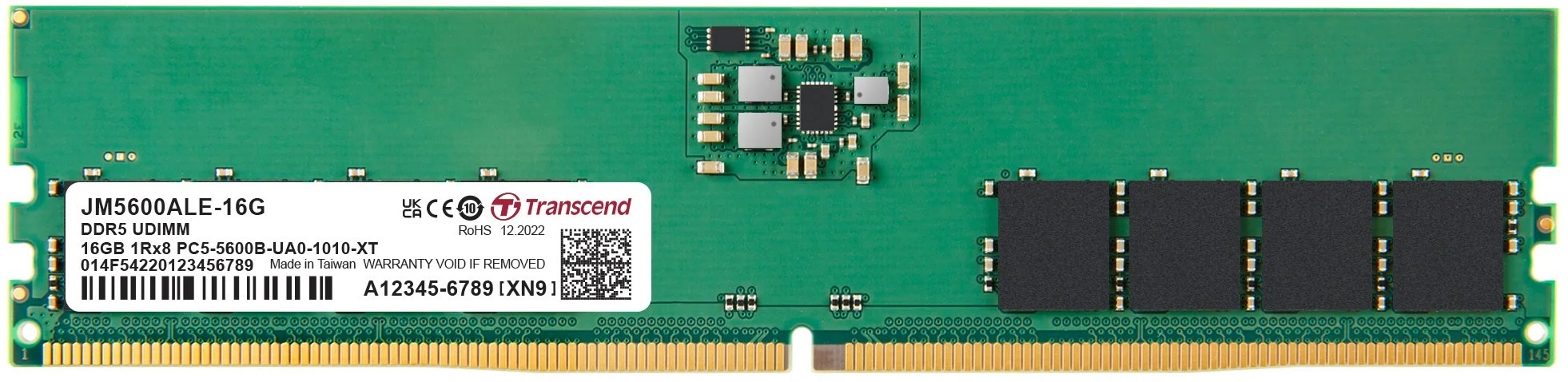 Transcend JM5600ALE-16G JetRam 16GB (1x16GB) DDR5-5600 CL46 1.1V Green Desktop Memory