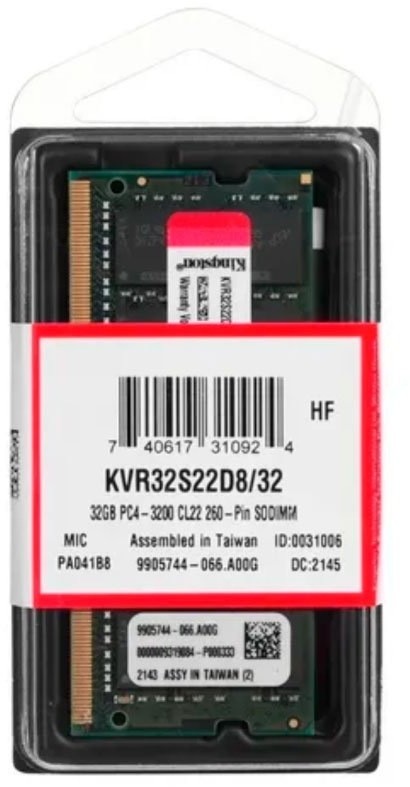 Kingston KVR32S22D8/32 ValueRAM 32GB(1x32GB) DDR4-3200MHz CL22 1.2V SO-DIMM Laptop Memory
