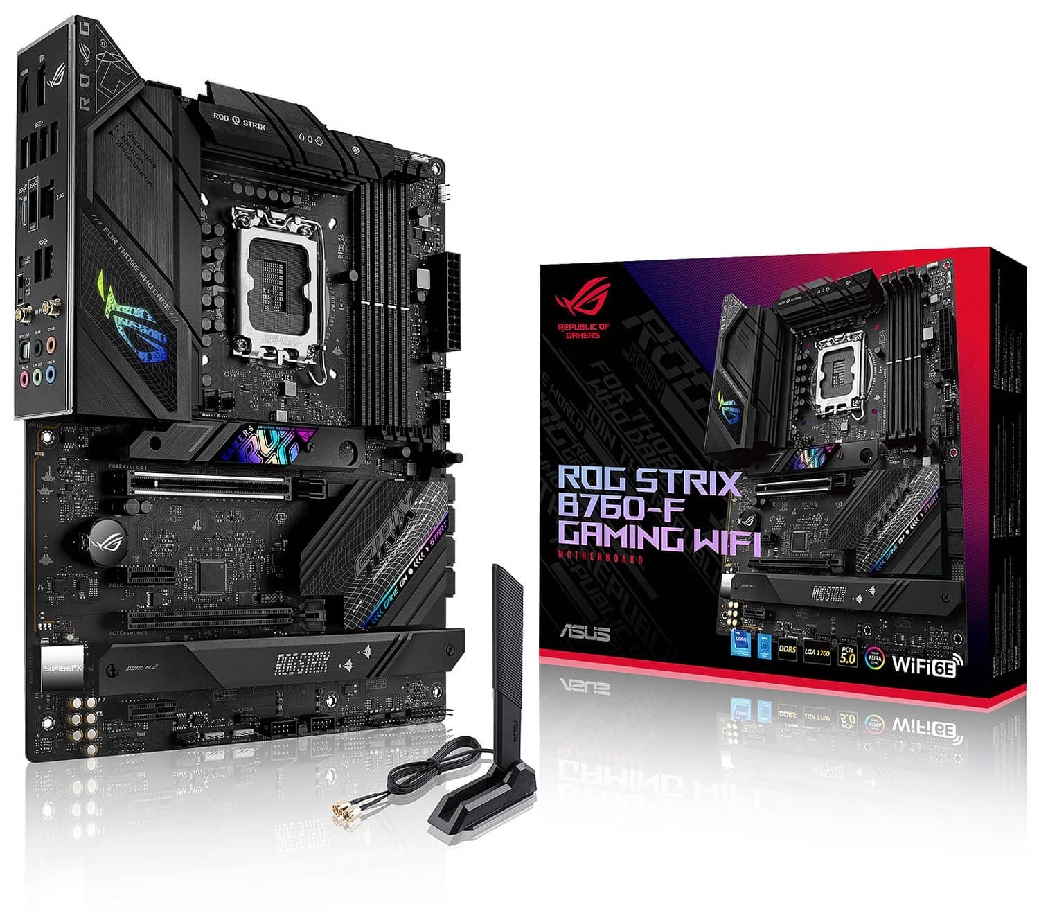 ASUS ROG STRIX B760-F GAMING WIFI Intel B760 Raptor Lake LGA 1700 ATX DDR5 Desktop Motherboard