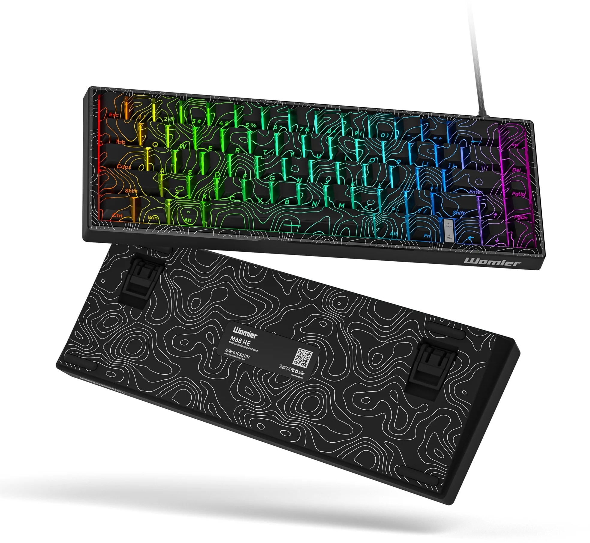 Womier M68HE-BLK-TGPH M68HE V2 Magnetic Hall Effect Switch Black Topographic 65% Wired Mechanical Gaming Keyboard