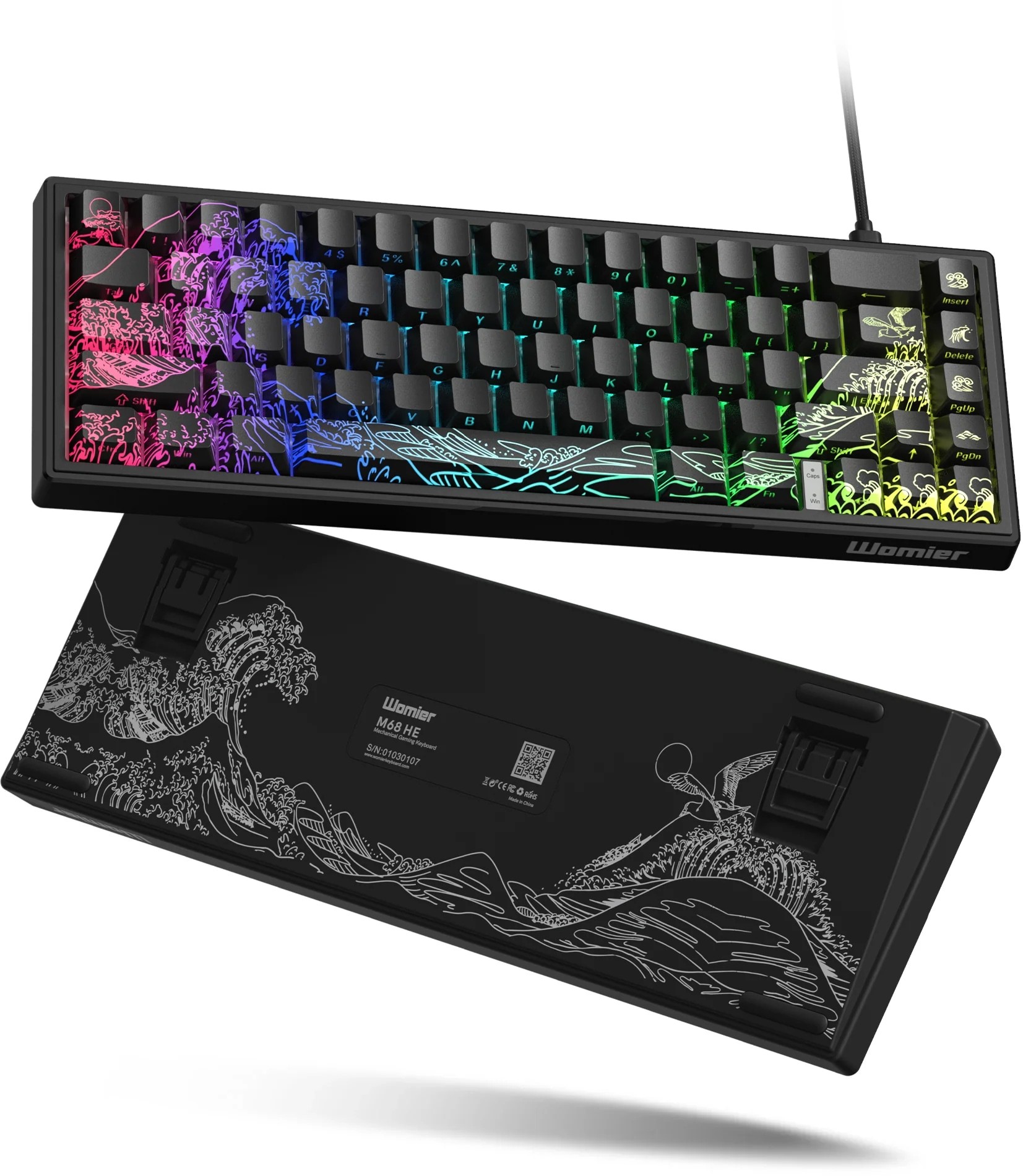 Womier M68HE-KNGW M68HE V2 Magnetic Hall Effect Switch Kanagawa Topographic 65% Wired Mechanical Gaming Keyboard