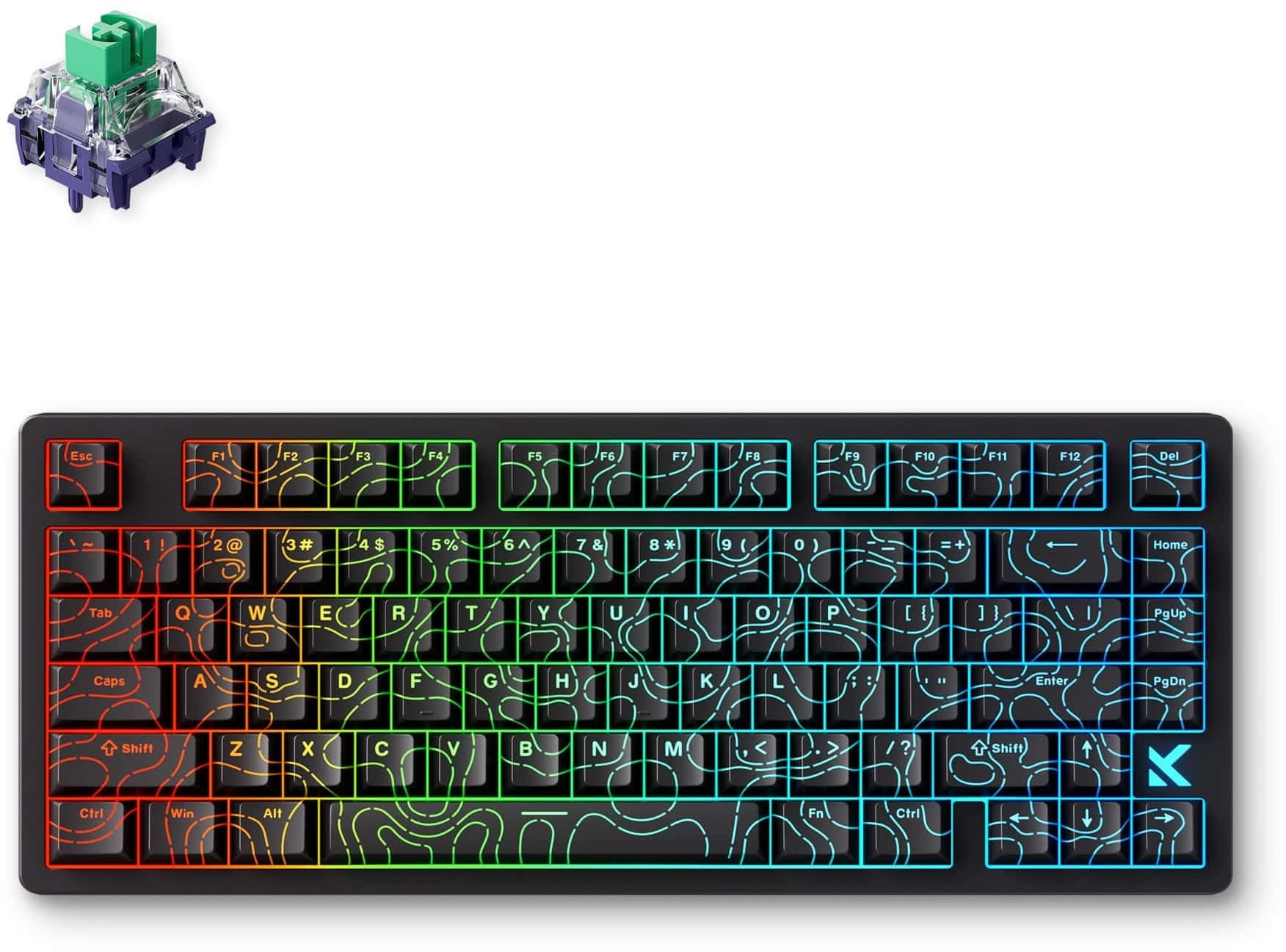 MCHOSE MC-Jet75-10 Jet 75 Kailh Magnetic God Switch Hall Effect Switch Black Topographic Wired Mechanical Gaming Keyboard