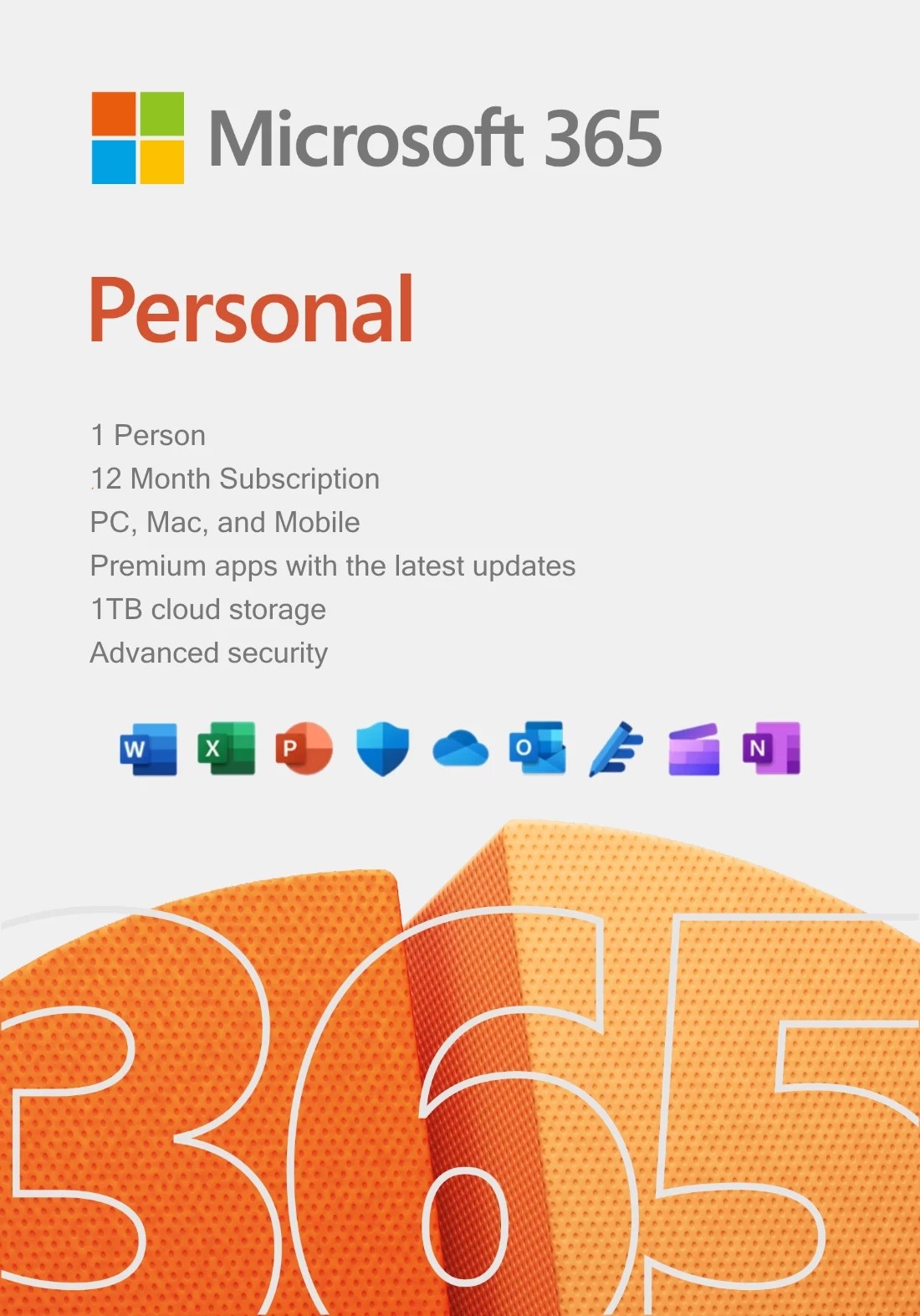 Microsoft Office 365 Personal Edition | 1 User | 1 Year FPP - Full Packaged Product