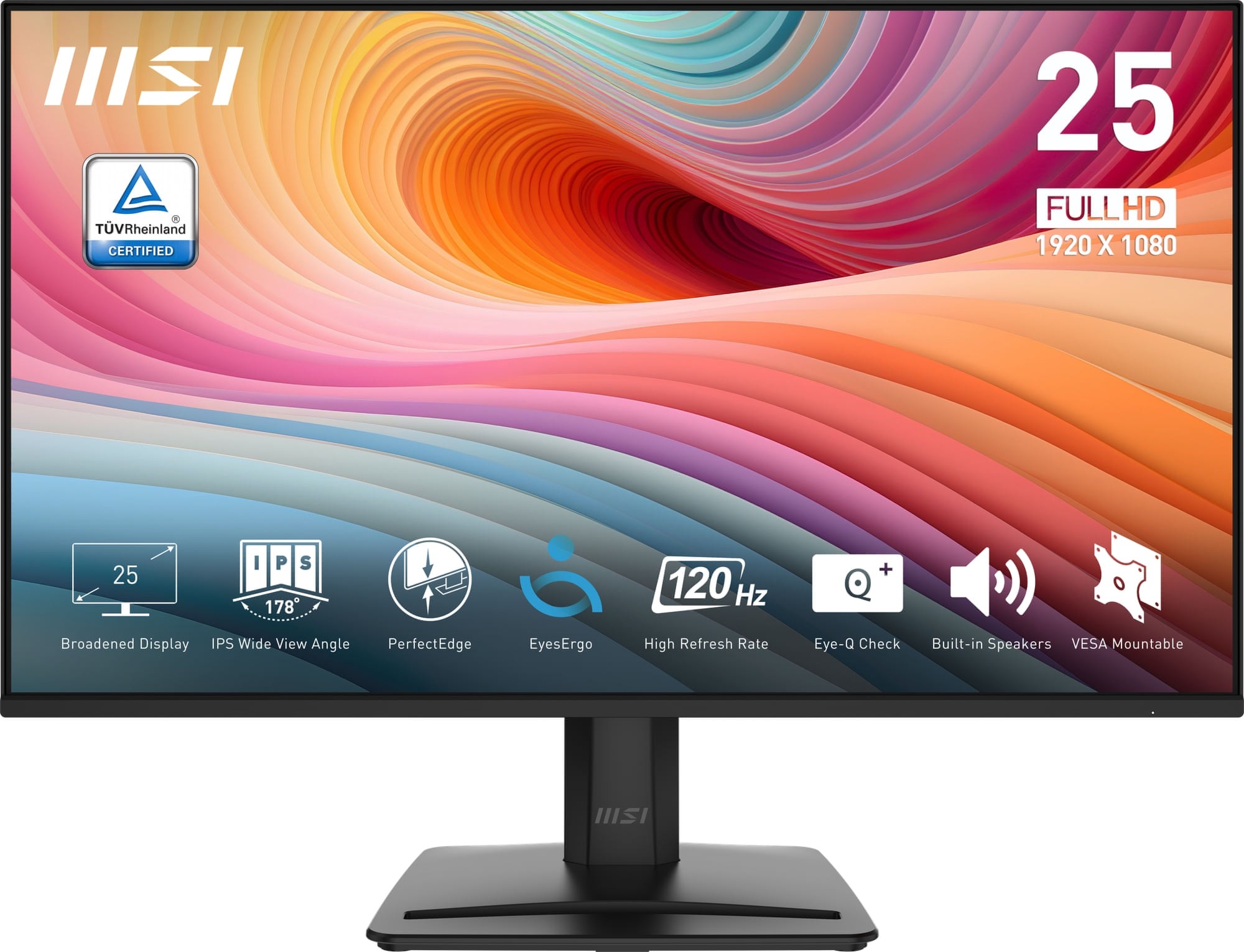 MSI PRO MP251 E2 PerfectEdge 24.5" Full HD (1920x1080) 120Hz 4ms IPS Adaptive Sync Black Desktop Monitor