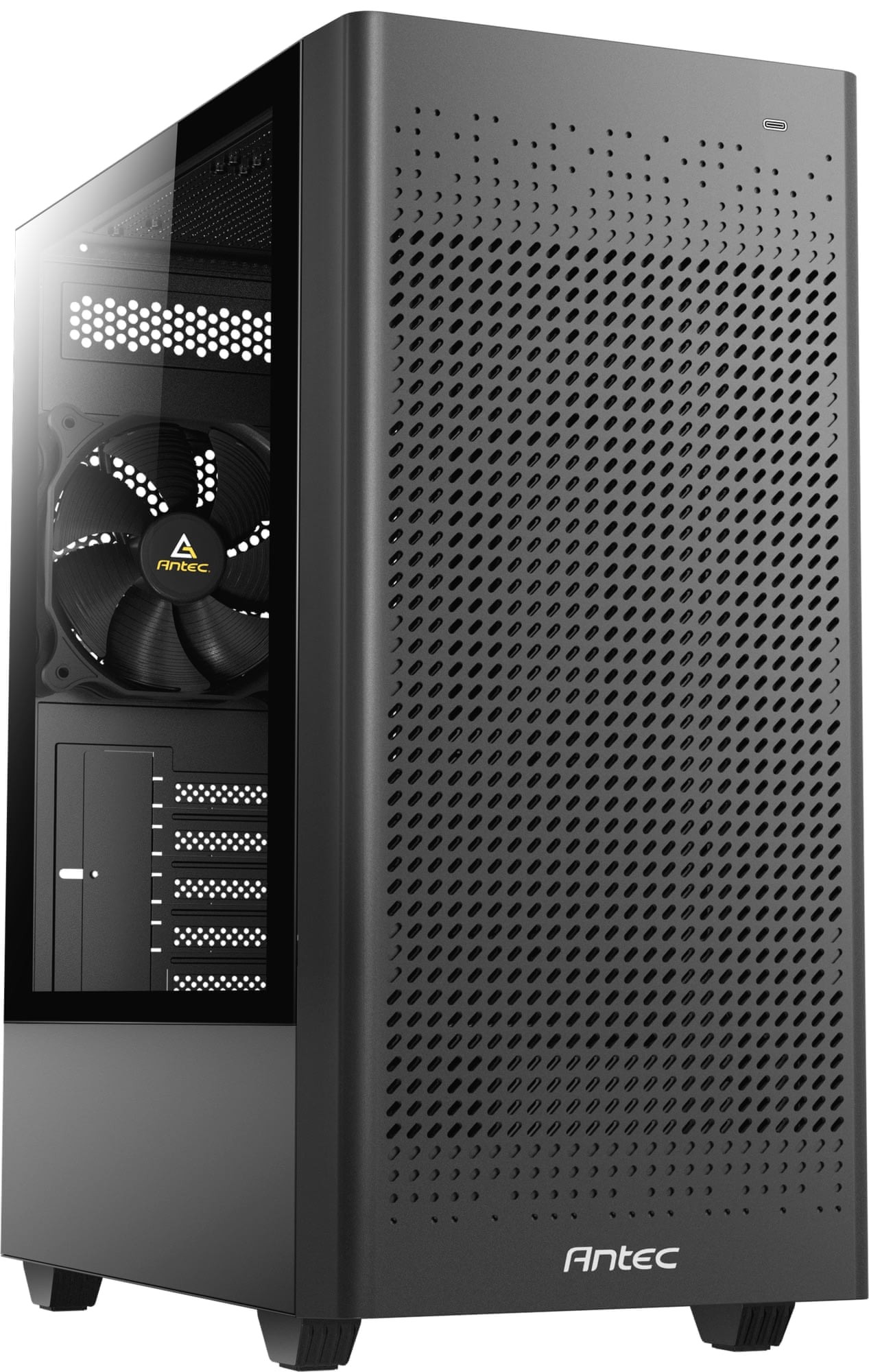 Antec NX500M Windowed Tempered Glass Black Micro-ATX Mid-Tower Desktop Chassis