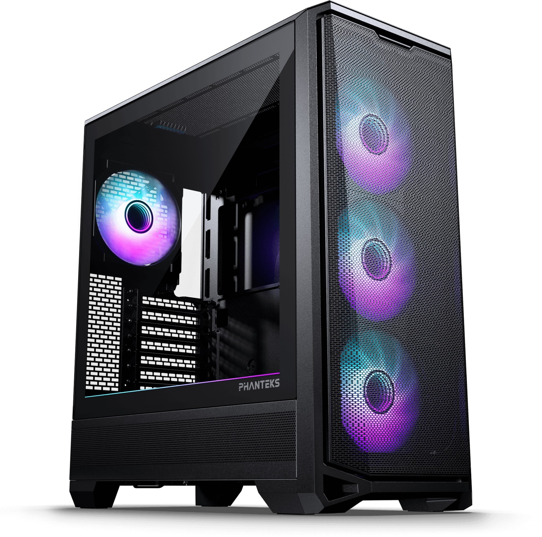 Phanteks PH-EC400GA_DBK01 Eclipse G400A NexLinq Digital RGB Tempered Glass Satin Black Steel ATX Mid-Tower Desktop Chassis