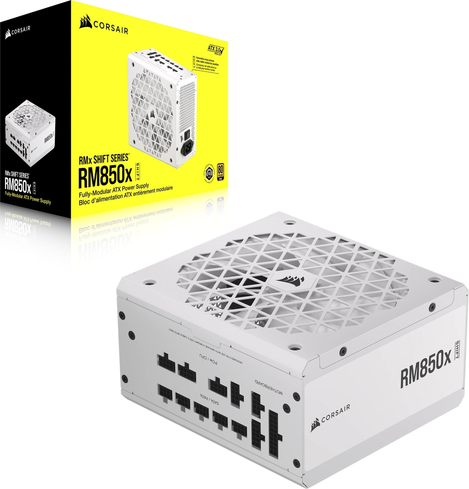 Corsair CP-9020274-WW RM850x Shift 850W 80 Plus Gold Fully Modular White ATX 3.1 Desktop Power Supply
