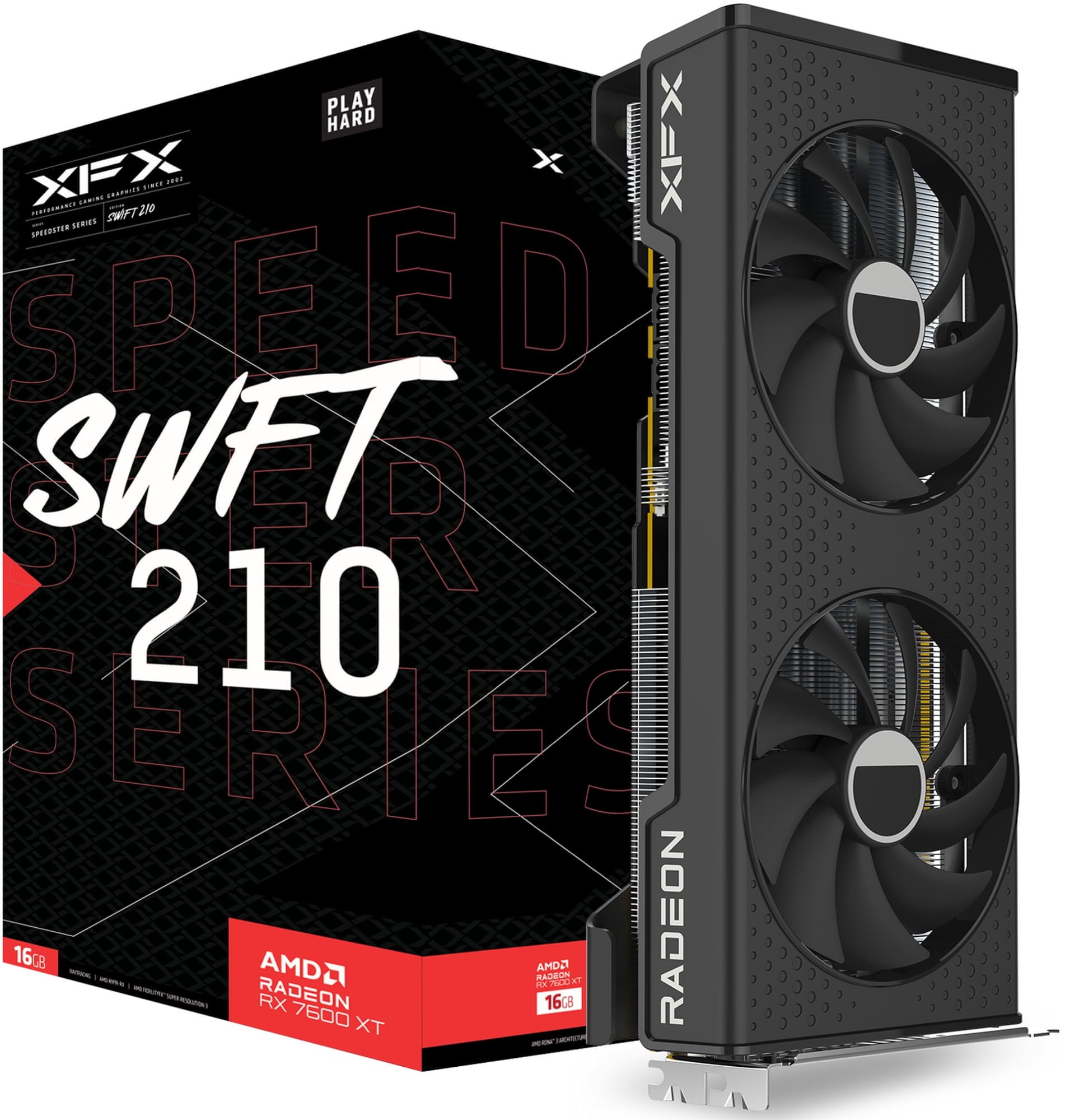 XFX Radeon RX 7600 XT SPEEDSTER SWFT210 CORE RX-76TSWFTFP 16GB GDDR6 128-Bit PCIe 4.0 Desktop Graphics Card