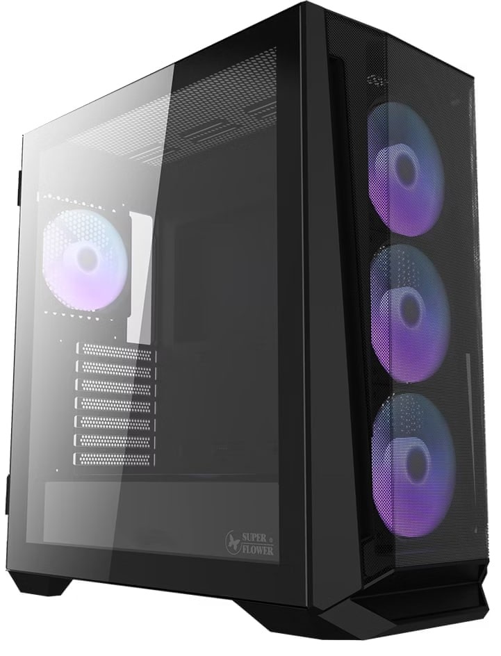 Super Flower SF-M705-4ARGB-BK Zillion M705 ARGB Tempered Glass Black Steel ATX Mid Tower Desktop Chassis