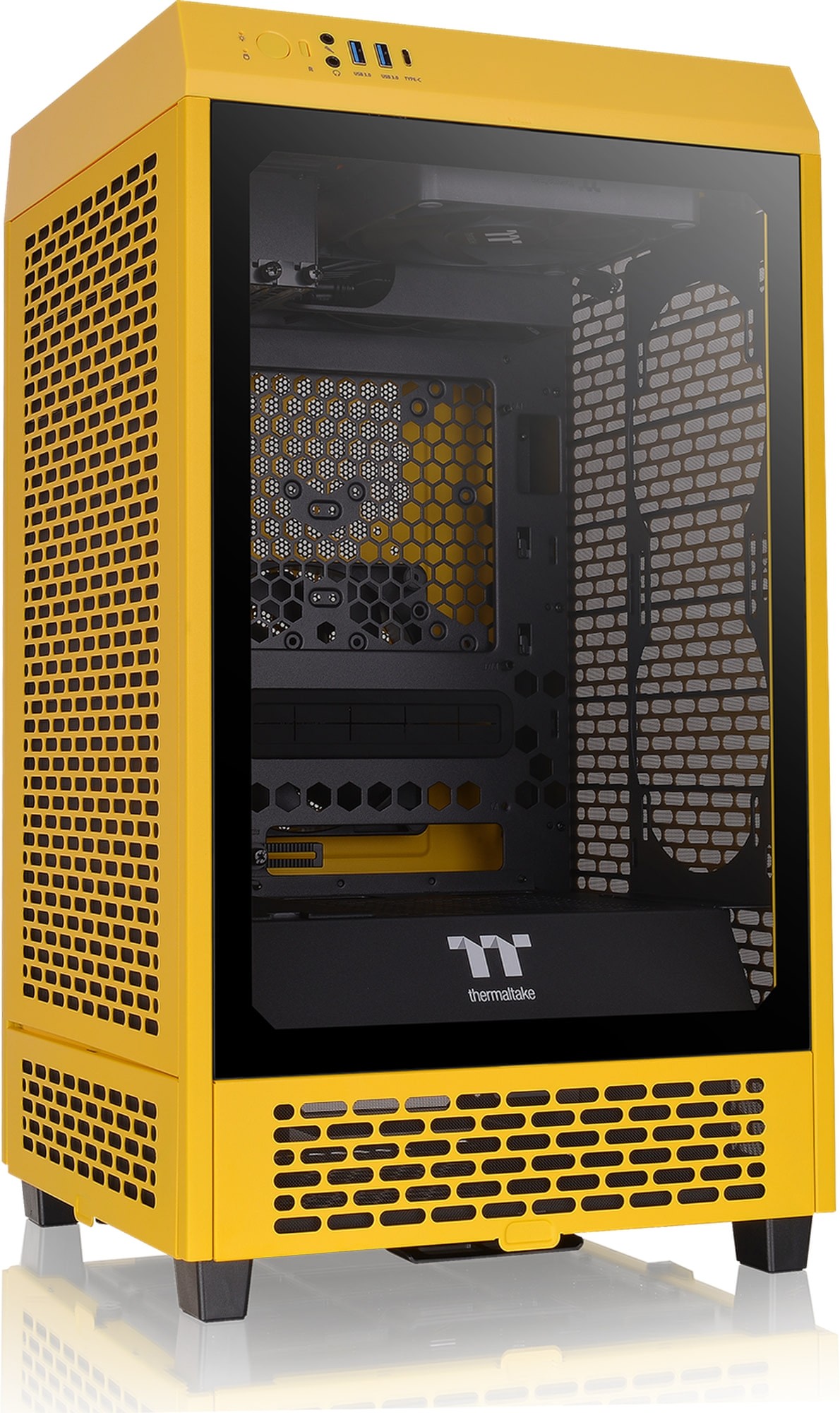 Thermaltake CA-1X9-00S4WN-00 The Tower 200 Bumblebee Tempered Glass Steel Mesh Yellow Mini-ITX Mini-Tower Desktop Chassis