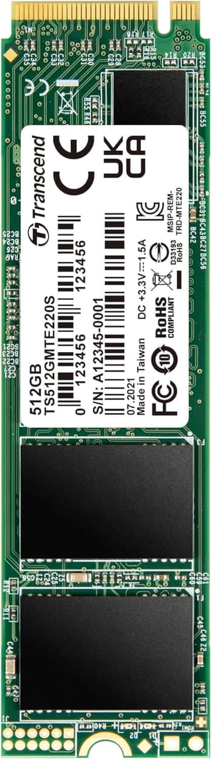 Transcend TS512GMTE220S 220S 512GB NVMe M.2 2280 PCIe 3.0 x4 Solid State Drive