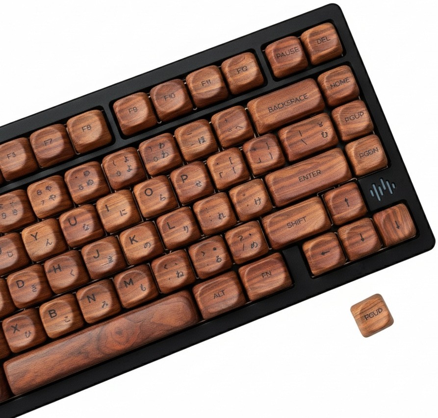 Womier WAM-8 Gradient Series Walnut Wood MOA Profile Dye Sublimation PBT Keycap Set