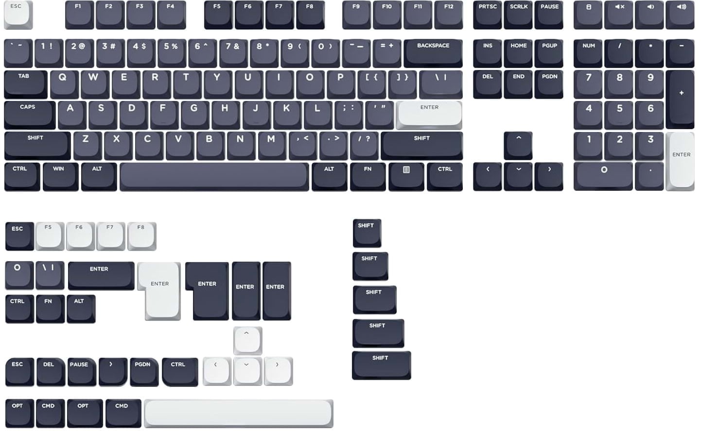 Womier WAL-5 Horizon V2 Series Black Shine-Through Low Profile PBT Double-Shot Keycap Set