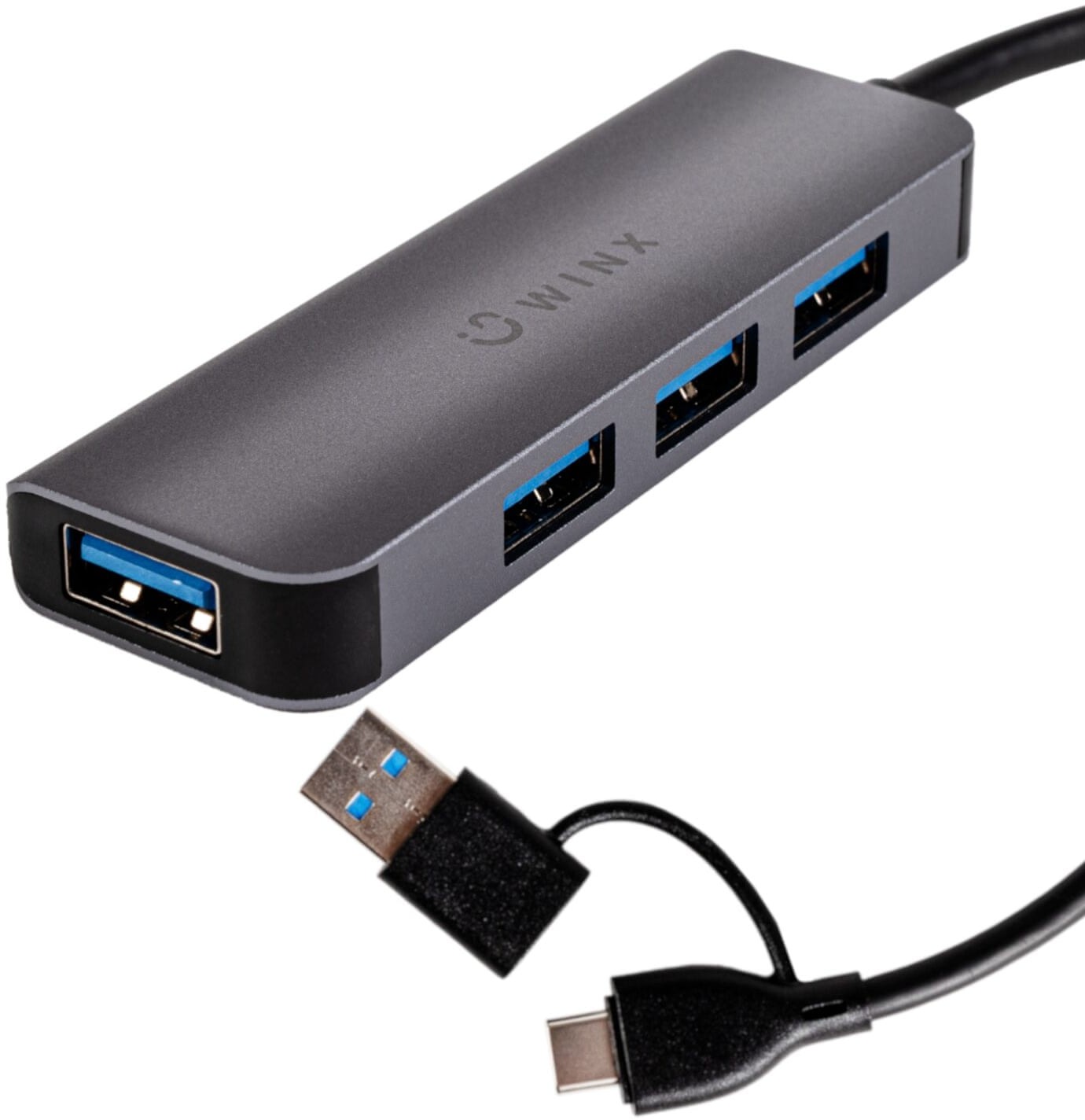 WINX WX-HB109 Connect Simple 4-Port USB 5Gbps Type-A to Type-C Grey Portable USB Hub