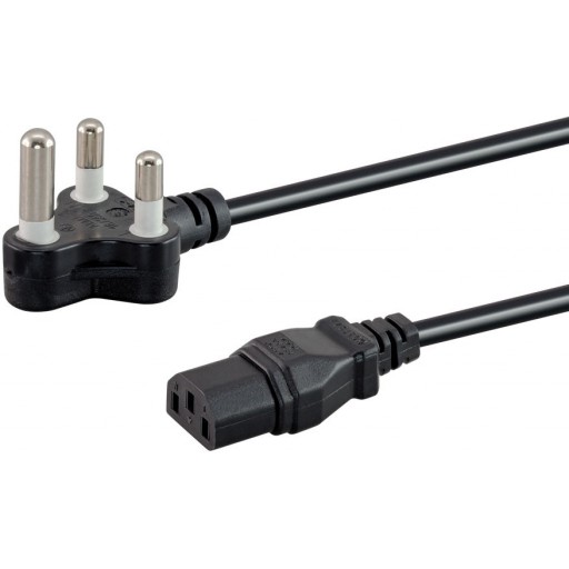 Standard 3m 3-Pin SA Plug To C13 Kettle Black Rubberised Power Cord