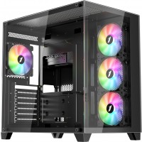 1STPLAYER MV8-TP-BK-3F7R-1F7 MV8-TP ARGB Tempered Glass Black Ste...