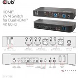 Club3D CSV-1382 USB Type-A UltraHD 4K 2-Way HDMI KVM Switch